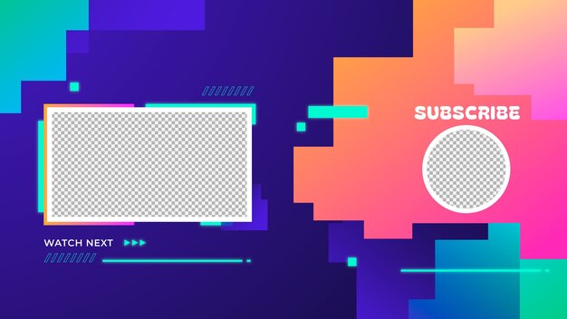 Шаблон окончания экрана YouTube с градиентом.