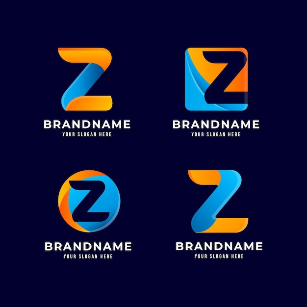 Free vector gradient z letter logo collection