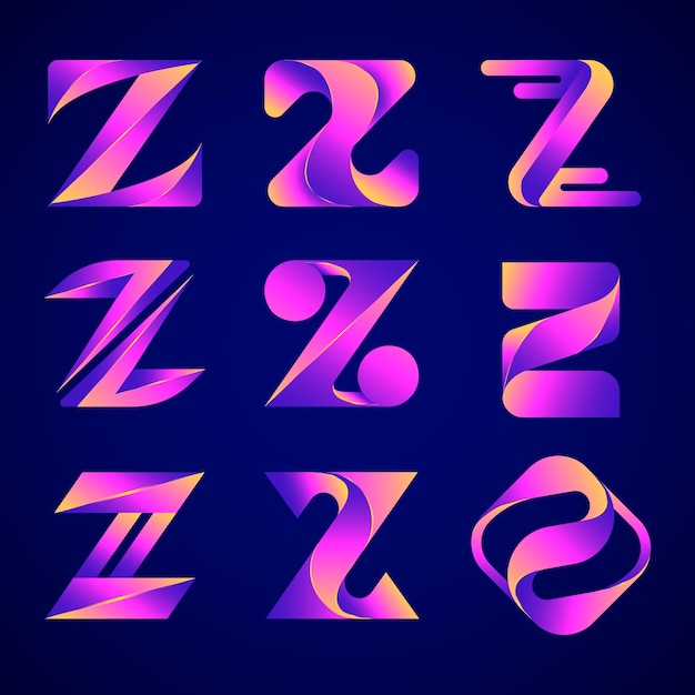 Gradient z letter logo pack