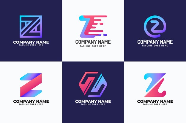 Gradient z letter logo set