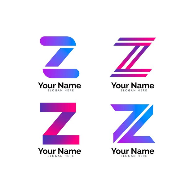 Gradient z letter logo template pack