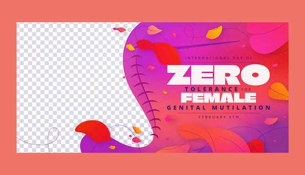 Free vector gradient zero tolerance for female genital mutilation horizontal banner template