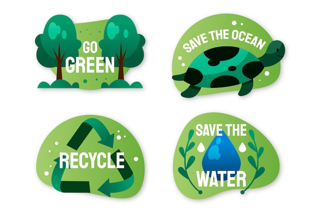 Free vector gradient zero waste badges collection