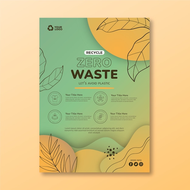 Free vector gradient zero waste flyer template