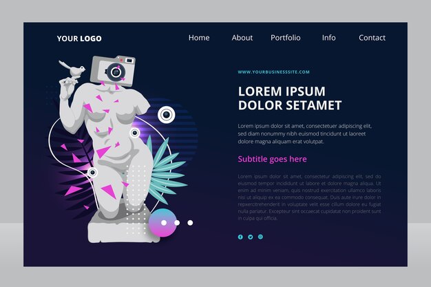 Gradient zine culture landing page template