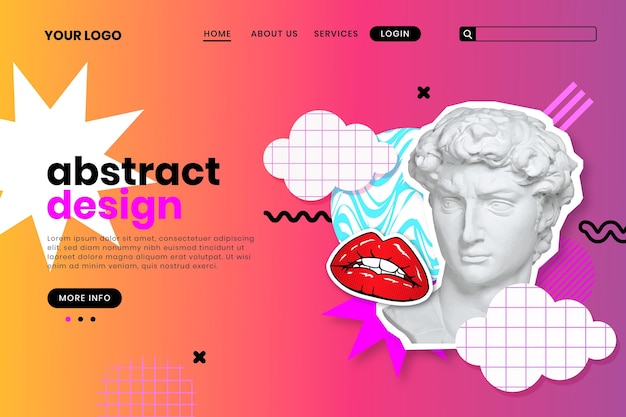 Free vector gradient zine culture landing page