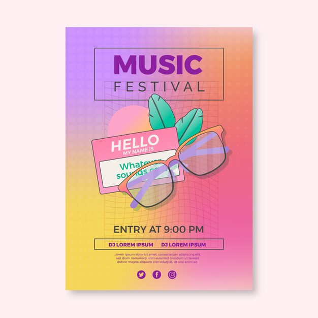 Gradient zine culture party poster template