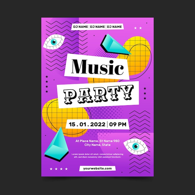 Free vector gradient zine culture party poster