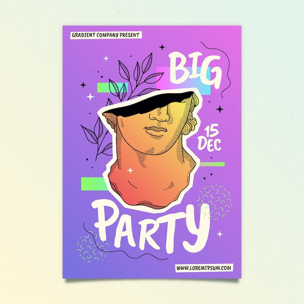 Free vector gradient zine culture party poster