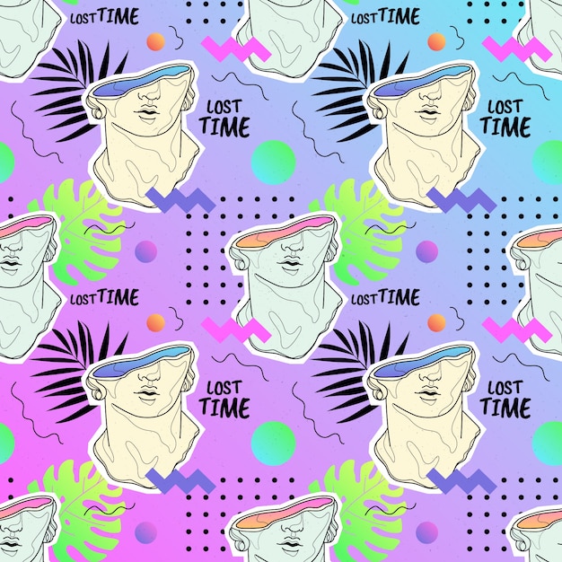 Free vector gradient zine culture pattern