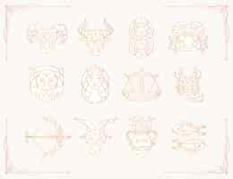 Free vector gradient zodiac sign collection