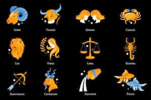 Free vector gradient zodiac sign collection