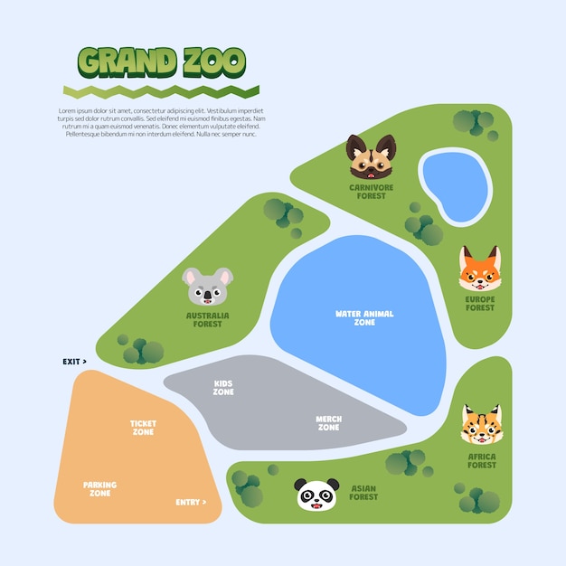 Gradient zoo map illustration