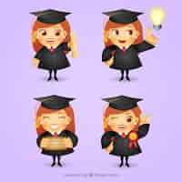 Free vector graduate girl character