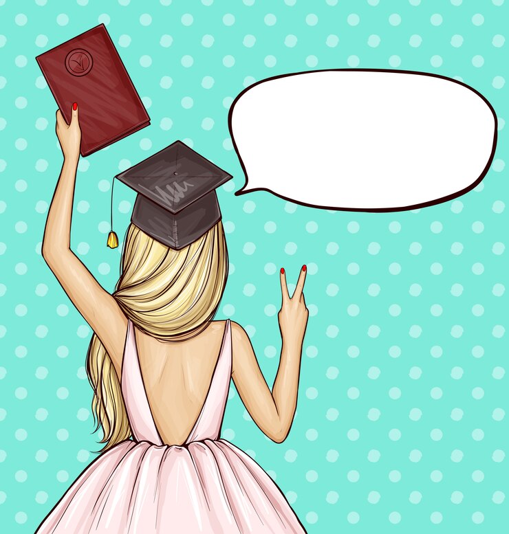 Free Vector graduate girl in graduation cap with diploma
