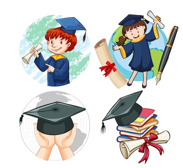 Free vector graduate student in cartoon style