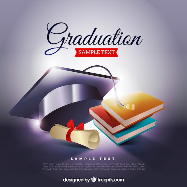 Graduation background with biretta and books
