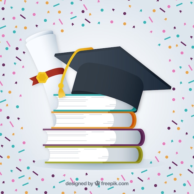 Free vector graduation background with confetti