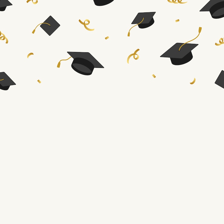 Free Vector graduation background with mortar boards vector