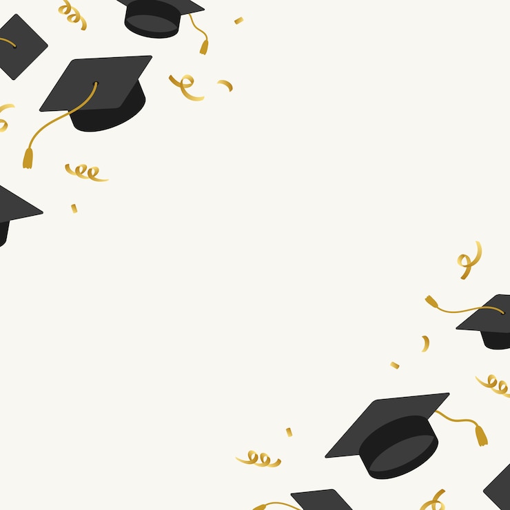 Free Vector graduation background with mortar boards vector
