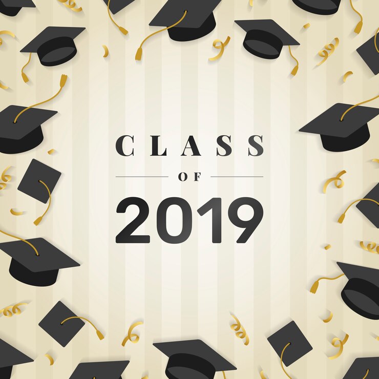 Free Vector graduation background with mortar boards vector