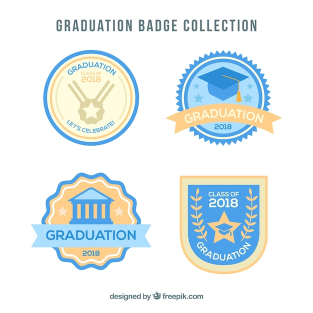 Free vector graduation badges collection in flat style