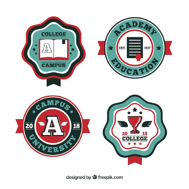 Free vector graduation badges collection in flat style