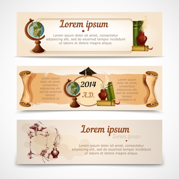 Free vector graduation banners template set