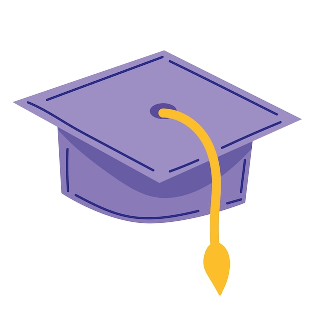 Free vector graduation cap for achievement and success icon isolated