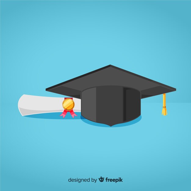 フラットデザインの卒業式と卒業証書