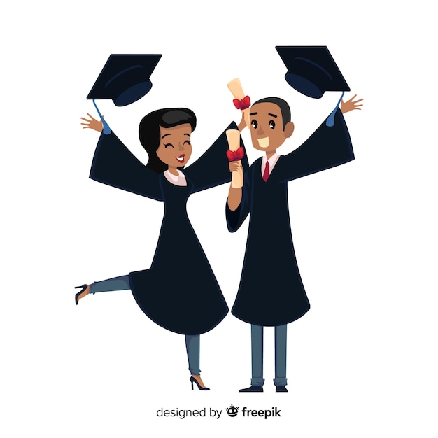 Free vector graduation concept with happy students