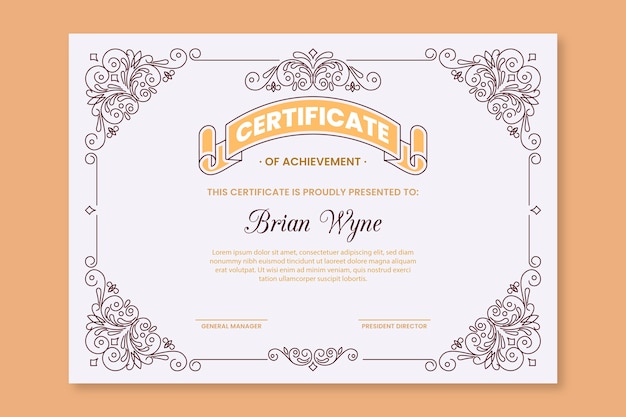 Free vector graduation elegant certificate template