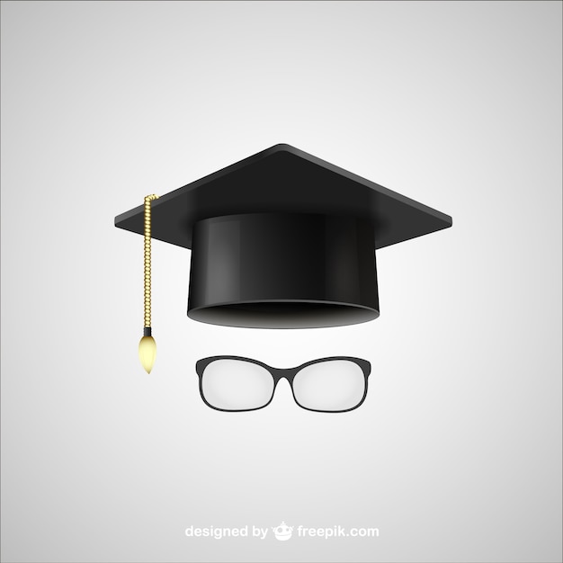 Free vector graduation hat and glasses