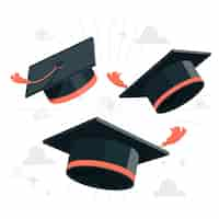 Free vector graduation hats  concept illustration