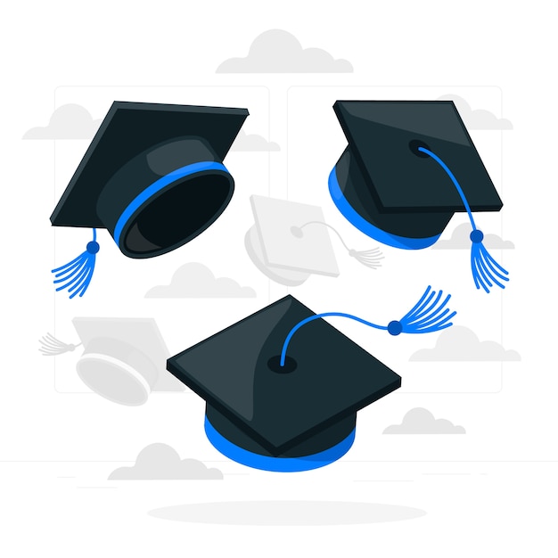 Vettore gratuito illustrazione del concetto di cappelli di laurea