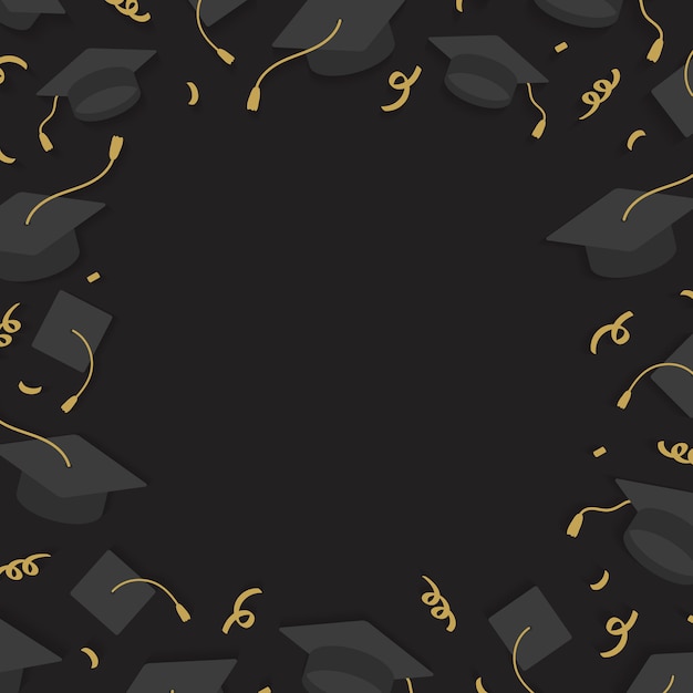 Free vector graduation hats frame