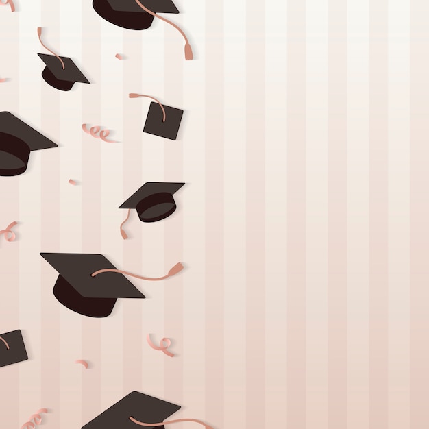 Free vector graduation hats frame