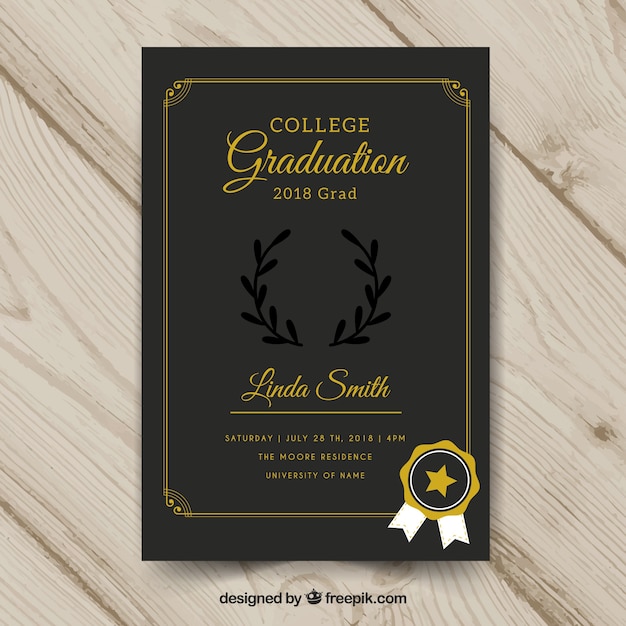 Graduation invitation template with flat design