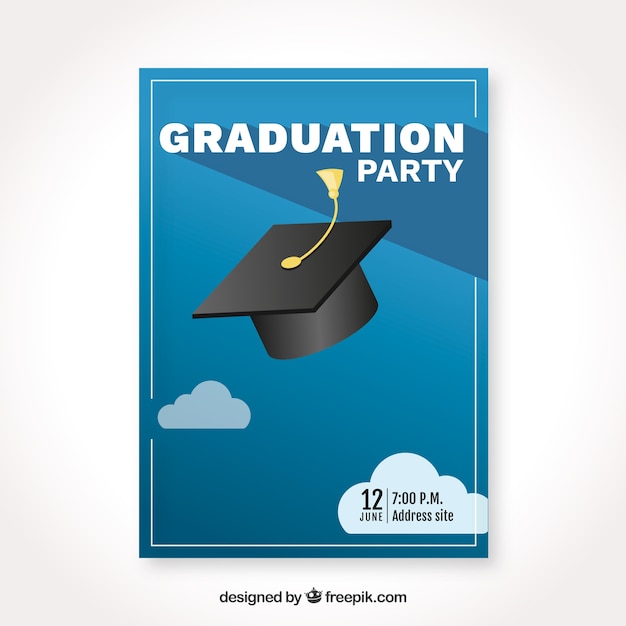 Graduation invitation template with flat design