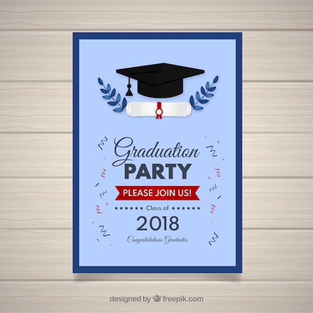 Free vector graduation invitation template