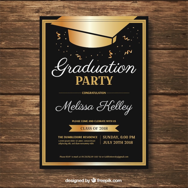 Free vector graduation invitation template