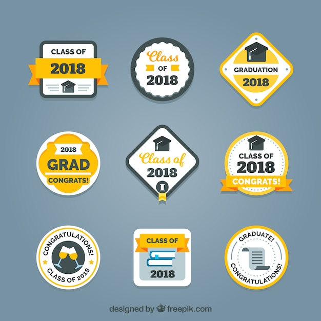 Free vector graduation label collection