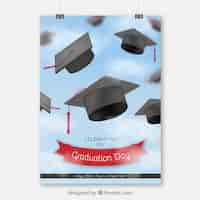 Free vector graduation party brochure with graduation caps
