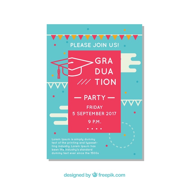 Graduation party flyer in flat design