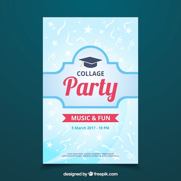 Free vector graduation party poster with red elements