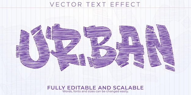 Free vector graffiti sketch text effect, editable spray and street text style