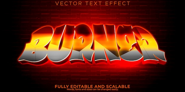 Free vector graffiti text effect editable burner and street text style