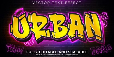 Free vector graffiti text effect, editable spray and street text style