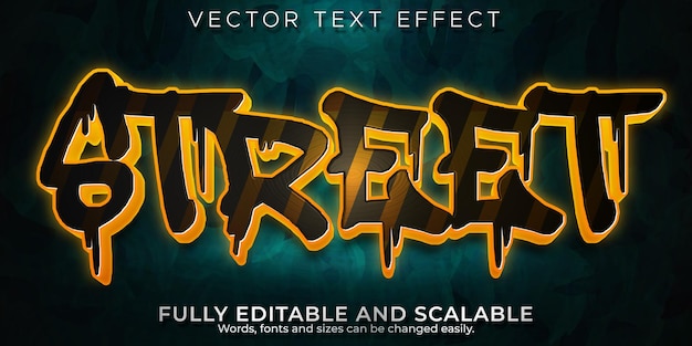 Эффект текста граффити, редактируемый спрей и стиль уличного текста
