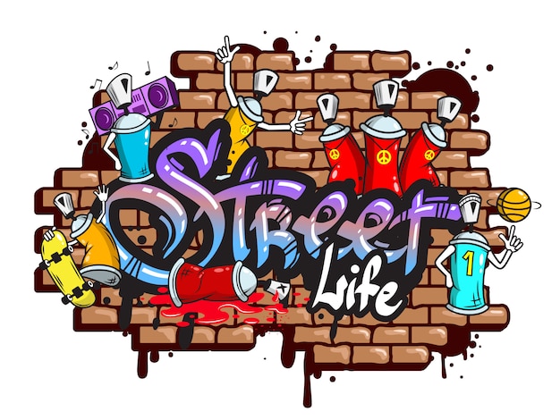 Free vector graffiti word characters composition